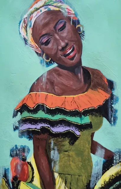 Portrait "Kolumbianische Tänzerin" Acryl auf Papier
