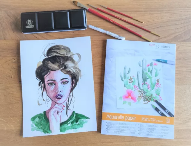 Aquarellportrait Frau Schminke Farben