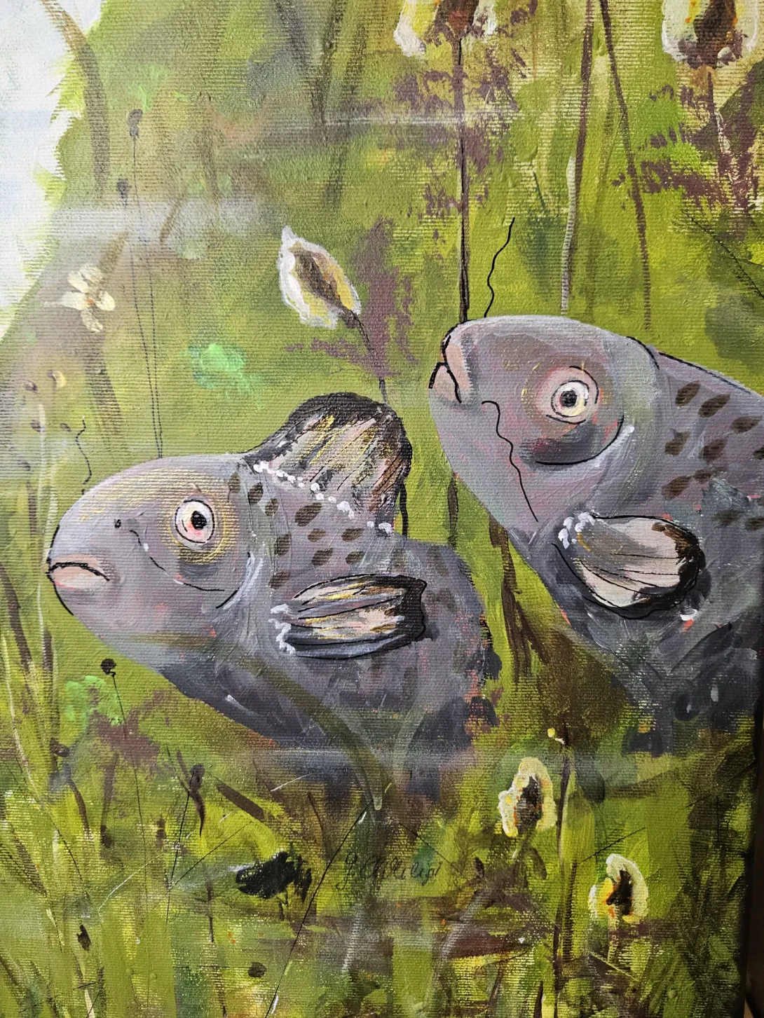 Mädchen mit Fischen Mädchen mit Fischen