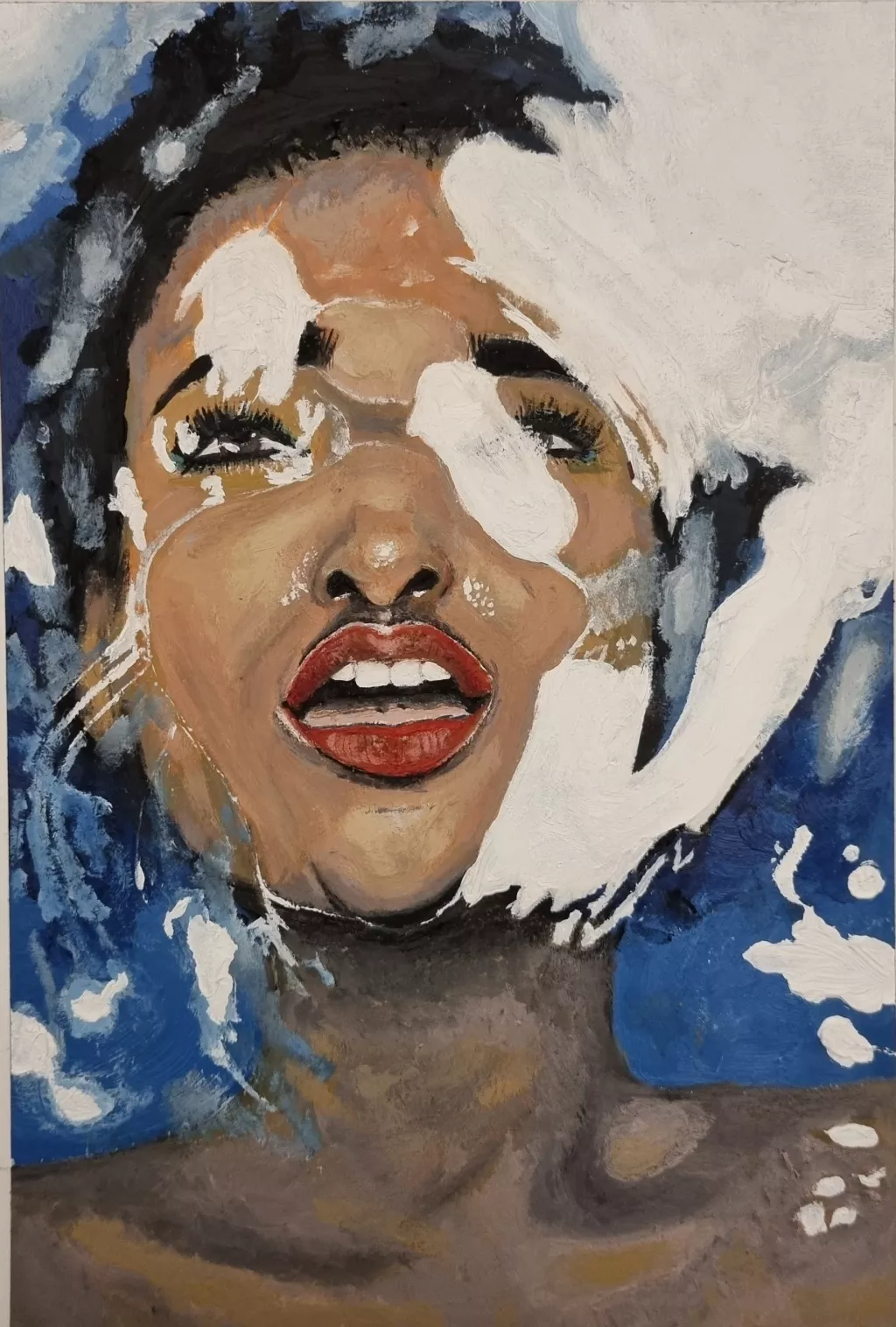 Ölportrait Frau in Badewanne
