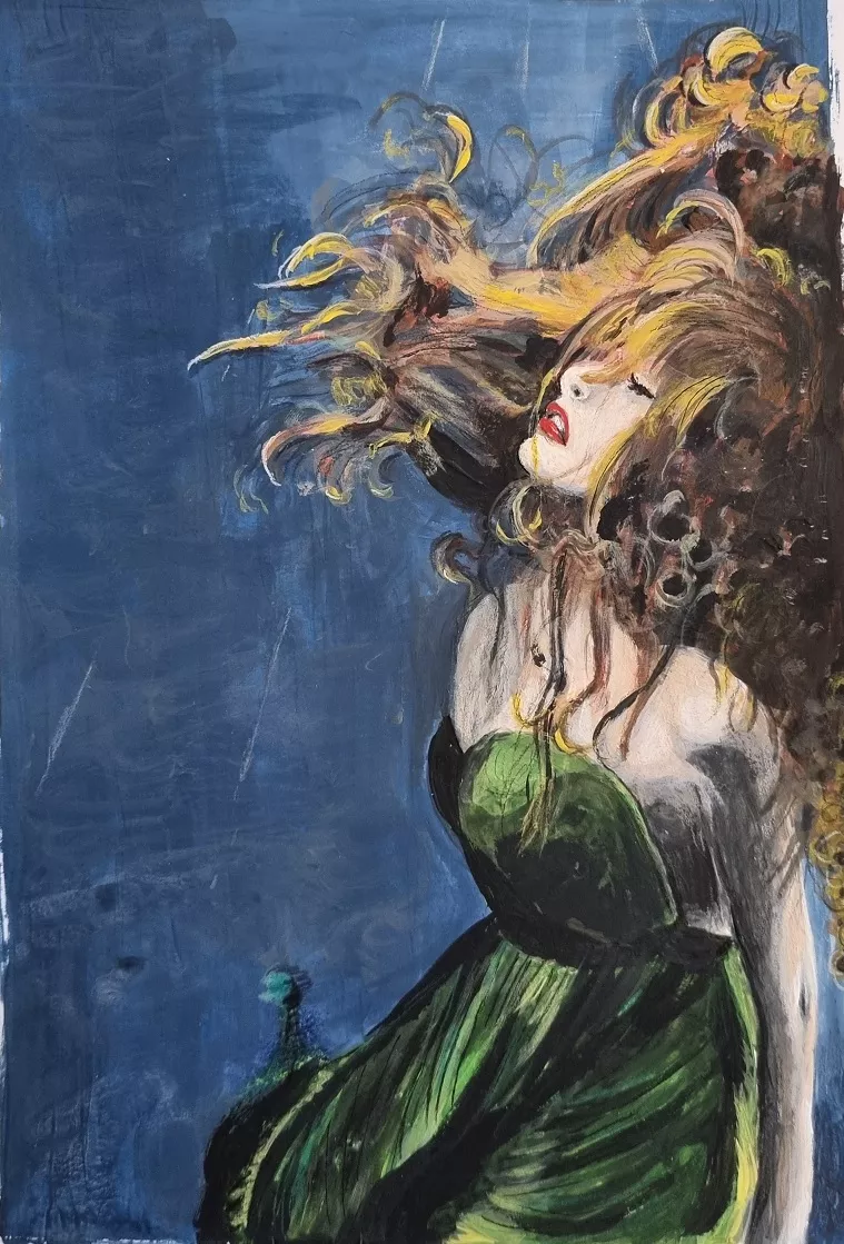 Portrait "Underwater" Acrylbild auf Papier