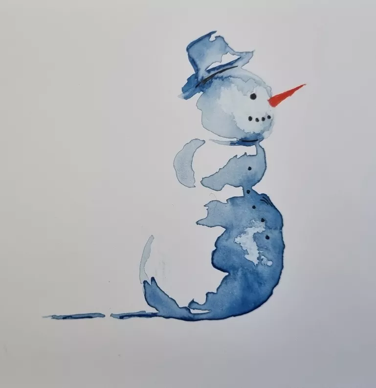 Schneemann in Aquarell