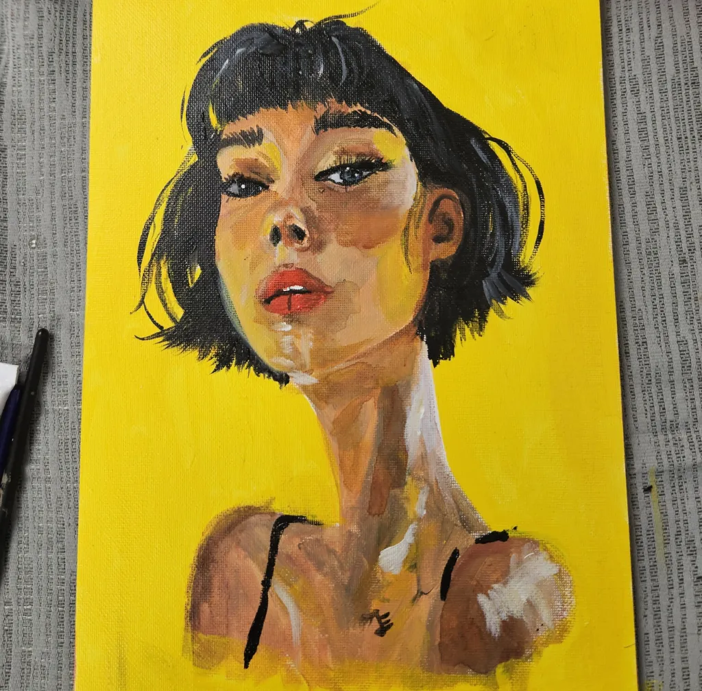 Frau acrylfarben 